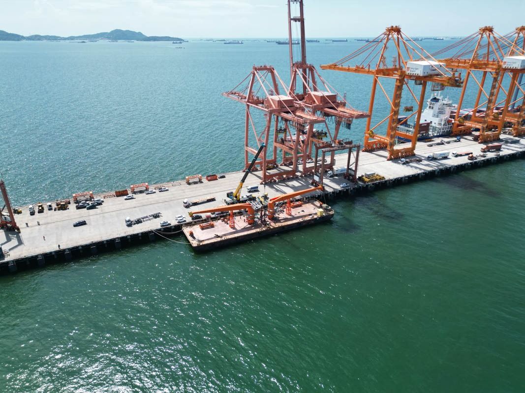 Aerial view of a container terminal